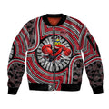 Essendon Football Club Sleeve Zip Bomber Jacket Indigenous Monochrome Dot Art Mascot Style