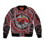 Essendon Football Club Sleeve Zip Bomber Jacket Indigenous Monochrome Dot Art Mascot Style