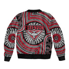 Essendon Football Club Sleeve Zip Bomber Jacket Indigenous Monochrome Dot Art Mascot Style