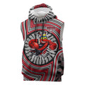 Essendon Football Club Sleeveless Hoodie Indigenous Monochrome Dot Art Mascot Style