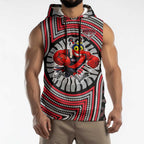 Essendon Football Club Sleeveless Hoodie Indigenous Monochrome Dot Art Mascot Style