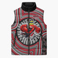 Essendon Football Club Sleeveless Puffer Jacket Indigenous Monochrome Dot Art Mascot Style