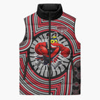 Essendon Football Club Sleeveless Puffer Jacket Indigenous Monochrome Dot Art Mascot Style
