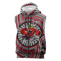 Essendon Football Club Sleeveless Zip Hoodie Indigenous Monochrome Dot Art Mascot Style