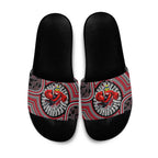Essendon Football Club Slide Sandals Indigenous Monochrome Dot Art Mascot Style