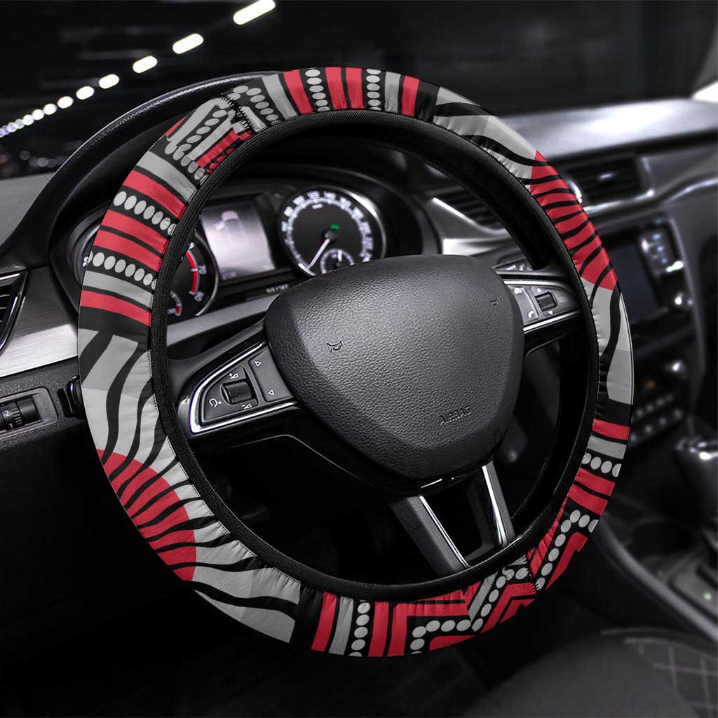 Essendon Football Club Steering Wheel Cover Indigenous Monochrome Dot Art Mascot Style