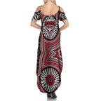 Essendon Football Club Summer Maxi Dress Indigenous Monochrome Dot Art Mascot Style