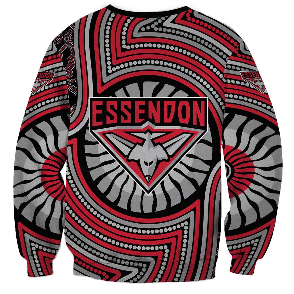 Essendon Football Club Sweatshirt Indigenous Monochrome Dot Art Mascot Style