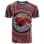 Essendon Football Club T Shirt Indigenous Monochrome Dot Art Mascot Style