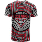 Essendon Football Club T Shirt Indigenous Monochrome Dot Art Mascot Style