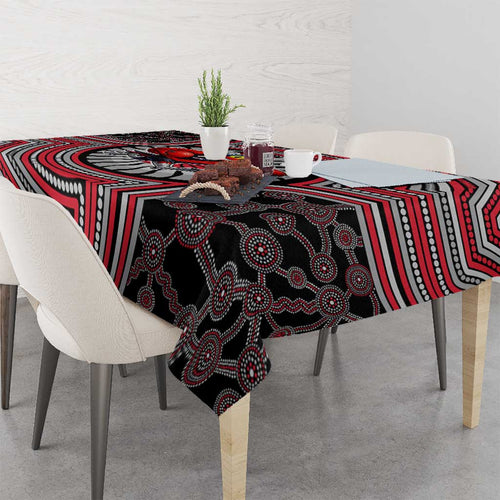 Essendon Football Club Tablecloth Indigenous Monochrome Dot Art Mascot Style