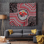 Essendon Football Club Tapestry Indigenous Monochrome Dot Art Mascot Style