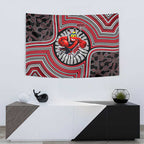 Essendon Football Club Tapestry Indigenous Monochrome Dot Art Mascot Style