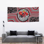 Essendon Football Club Tapestry Indigenous Monochrome Dot Art Mascot Style