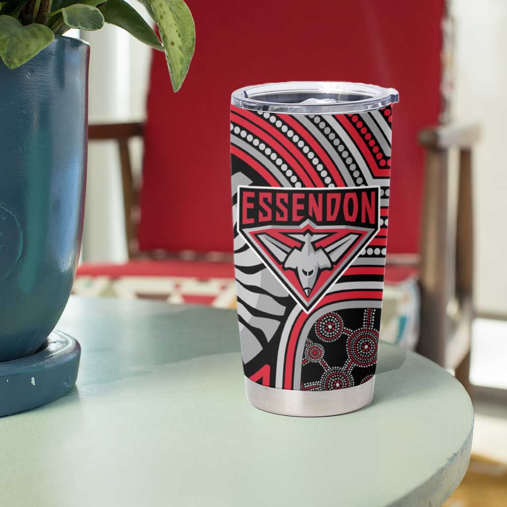 Essendon Football Club Tumbler Cup Indigenous Monochrome Dot Art Mascot Style