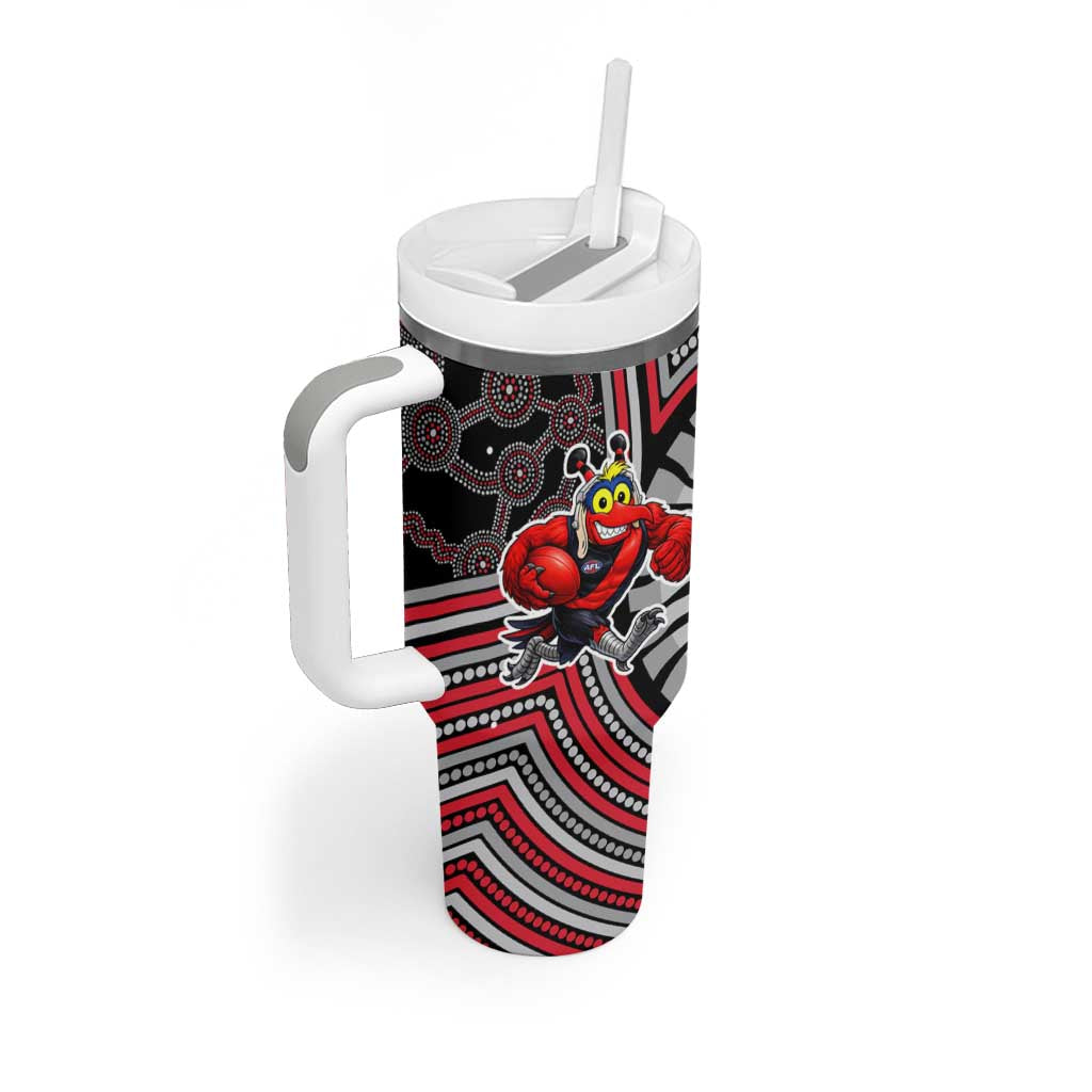 Essendon Football Club Tumbler With Handle Indigenous Monochrome Dot Art Mascot Style