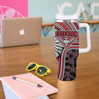 Essendon Football Club Tumbler With Handle Indigenous Monochrome Dot Art Mascot Style