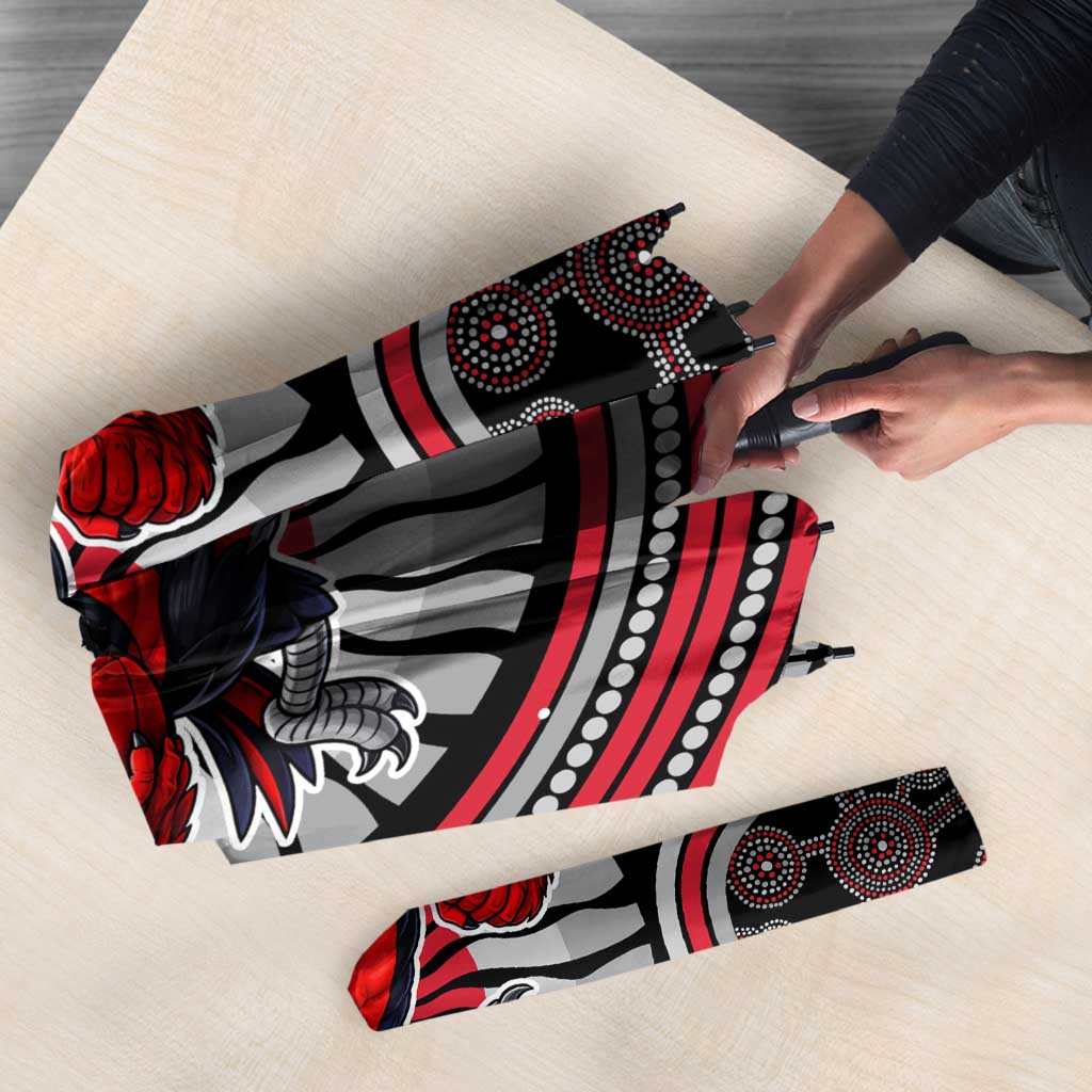 Essendon Football Club Umbrella Indigenous Monochrome Dot Art Mascot Style