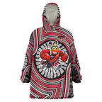 Essendon Football Club Wearable Blanket Hoodie Indigenous Monochrome Dot Art Mascot Style