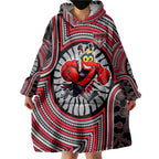 Essendon Football Club Wearable Blanket Hoodie Indigenous Monochrome Dot Art Mascot Style