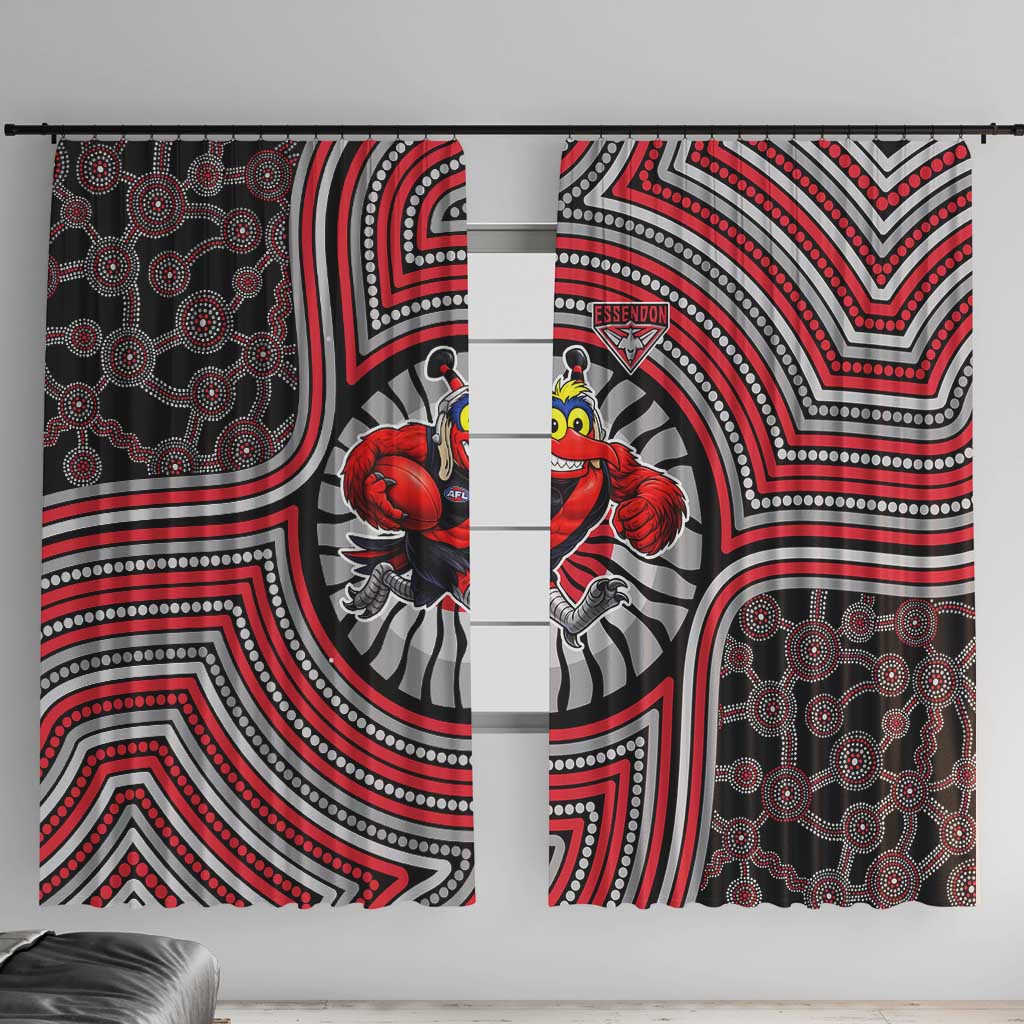 Essendon Football Club Window Curtain Indigenous Monochrome Dot Art Mascot Style