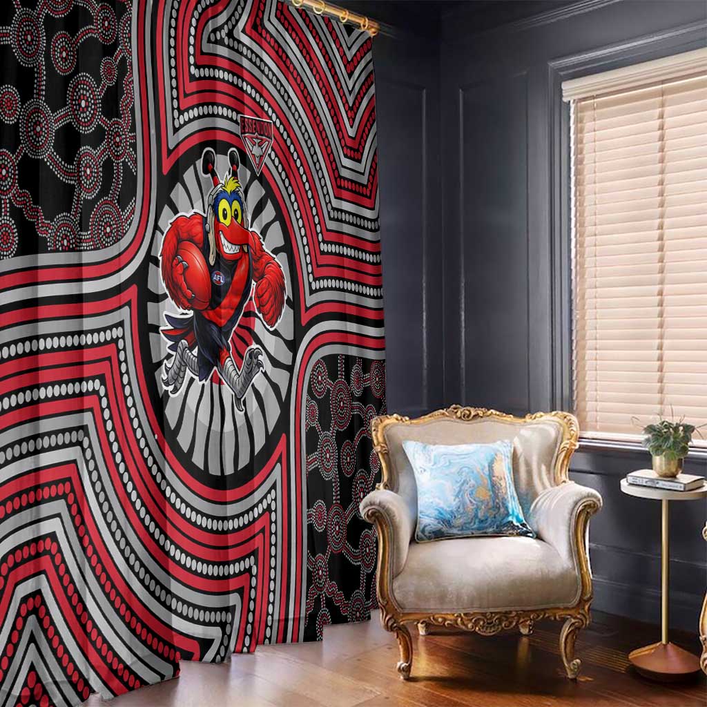 Essendon Football Club Window Curtain Indigenous Monochrome Dot Art Mascot Style