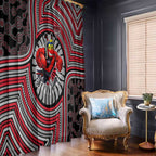 Essendon Football Club Window Curtain Indigenous Monochrome Dot Art Mascot Style