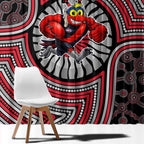 Essendon Football Club Window Curtain Indigenous Monochrome Dot Art Mascot Style