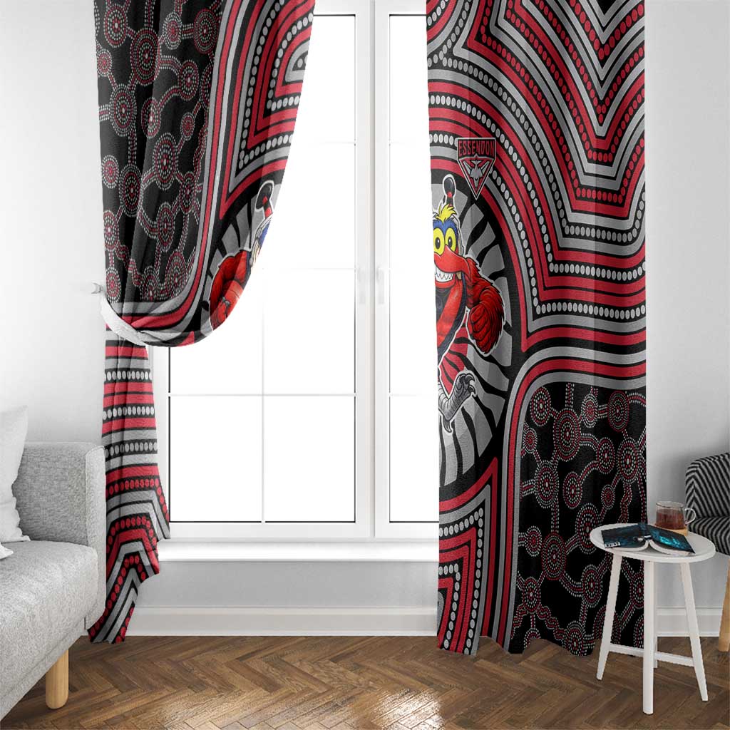 Essendon Football Club Window Curtain Indigenous Monochrome Dot Art Mascot Style