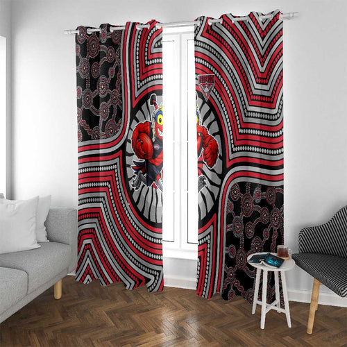 Essendon Football Club Window Curtain Indigenous Monochrome Dot Art Mascot Style