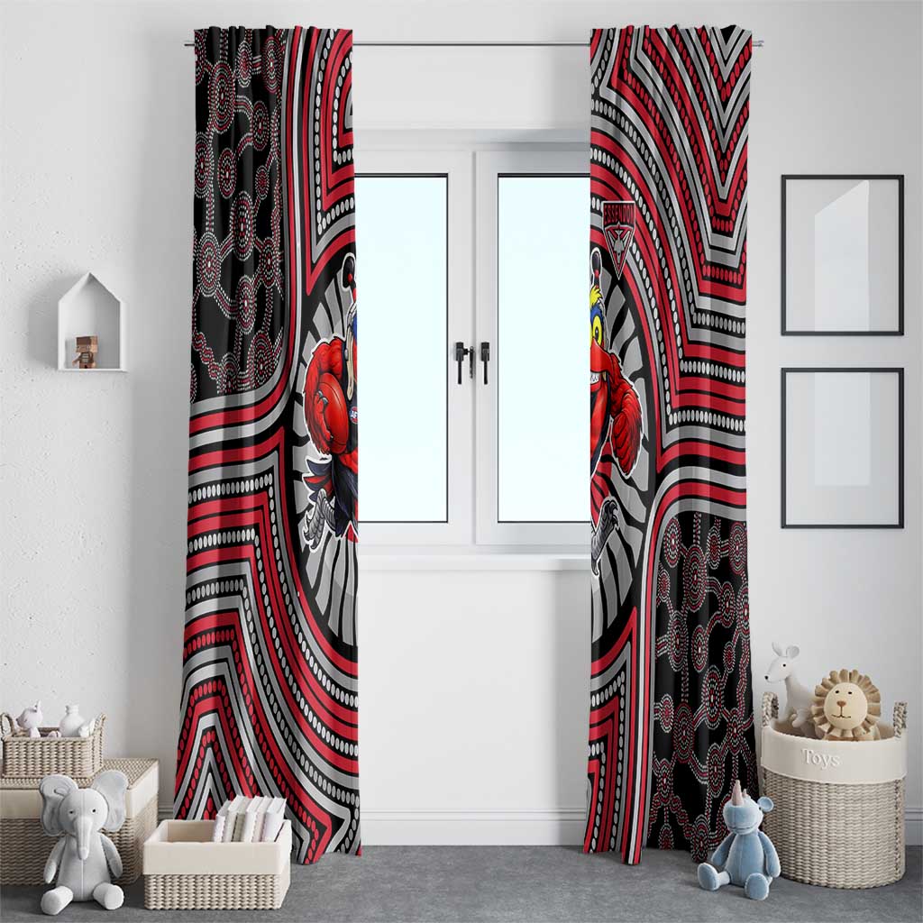 Essendon Football Club Window Curtain Indigenous Monochrome Dot Art Mascot Style