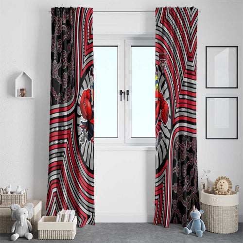 Essendon Football Club Window Curtain Indigenous Monochrome Dot Art Mascot Style