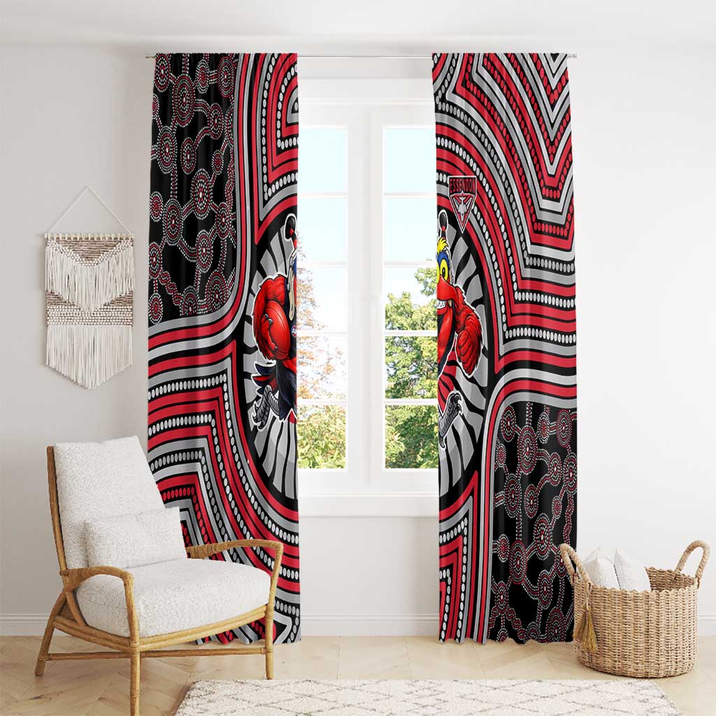 Essendon Football Club Window Curtain Indigenous Monochrome Dot Art Mascot Style