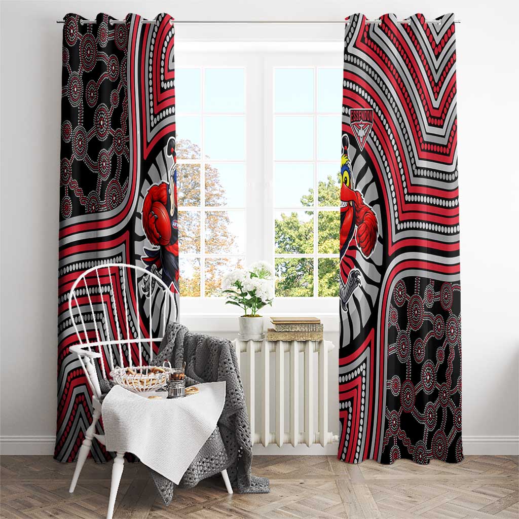 Essendon Football Club Window Curtain Indigenous Monochrome Dot Art Mascot Style