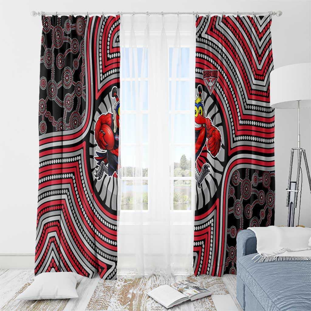 Essendon Football Club Window Curtain Indigenous Monochrome Dot Art Mascot Style