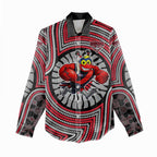Essendon Football Club Women Casual Shirt Indigenous Monochrome Dot Art Mascot Style