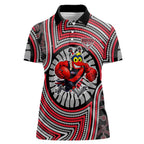 Essendon Football Club Women Polo Shirt Indigenous Monochrome Dot Art Mascot Style