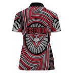Essendon Football Club Women Polo Shirt Indigenous Monochrome Dot Art Mascot Style