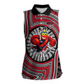 Essendon Football Club Women Sleeveless Polo Shirt Indigenous Monochrome Dot Art Mascot Style