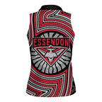 Essendon Football Club Women Sleeveless Polo Shirt Indigenous Monochrome Dot Art Mascot Style