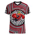Essendon Football Club Women V-Neck T-Shirt Indigenous Monochrome Dot Art Mascot Style