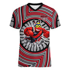 Essendon Football Club Women V-Neck T-Shirt Indigenous Monochrome Dot Art Mascot Style