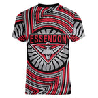 Essendon Football Club Women V-Neck T-Shirt Indigenous Monochrome Dot Art Mascot Style