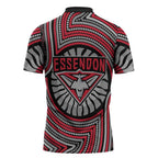 Essendon Football Club Zipper Polo Shirt Indigenous Monochrome Dot Art Mascot Style