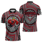 Essendon Football Club Zipper Polo Shirt Indigenous Monochrome Dot Art Mascot Style