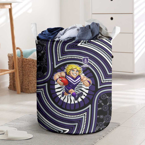 Fremantle Dockers Laundry Basket Indigenous Monochrome Dot Art Mascot Style