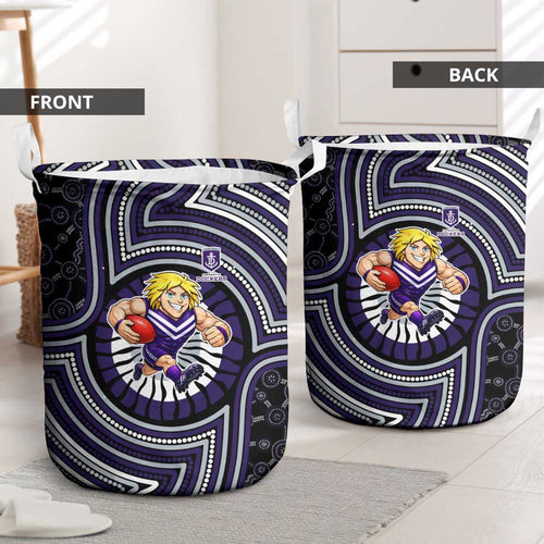 Fremantle Dockers Laundry Basket Indigenous Monochrome Dot Art Mascot Style