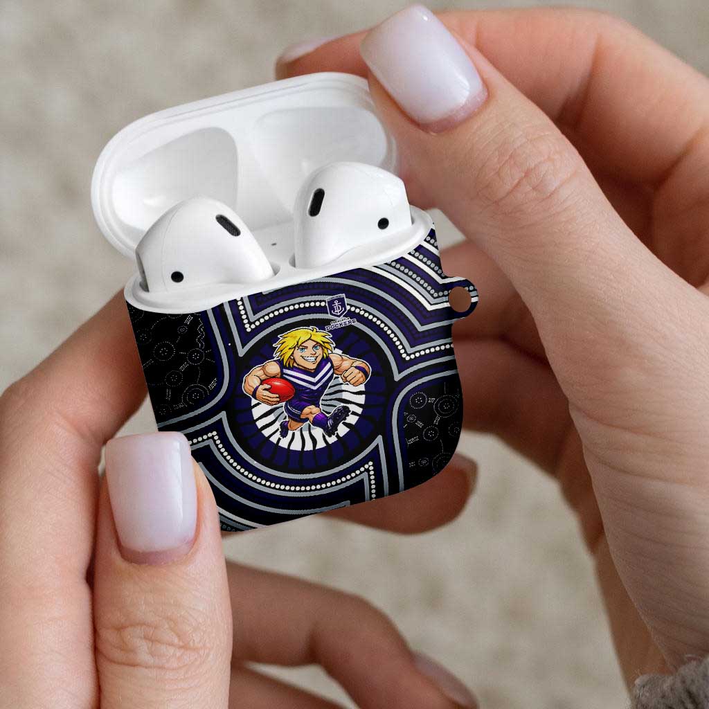 Fremantle Dockers AirPods Case Indigenous Monochrome Dot Art Mascot Style