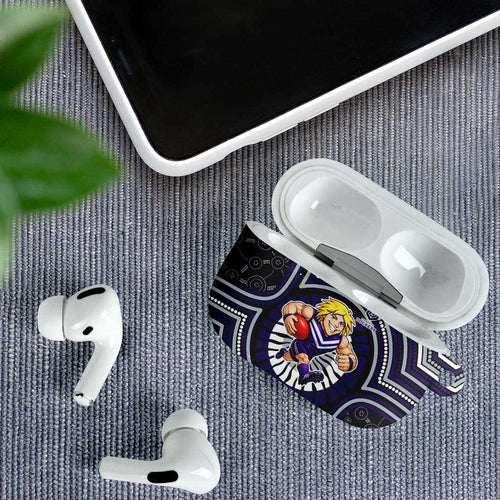 Fremantle Dockers AirPods Case Indigenous Monochrome Dot Art Mascot Style