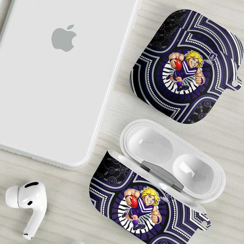 Fremantle Dockers AirPods Case Indigenous Monochrome Dot Art Mascot Style